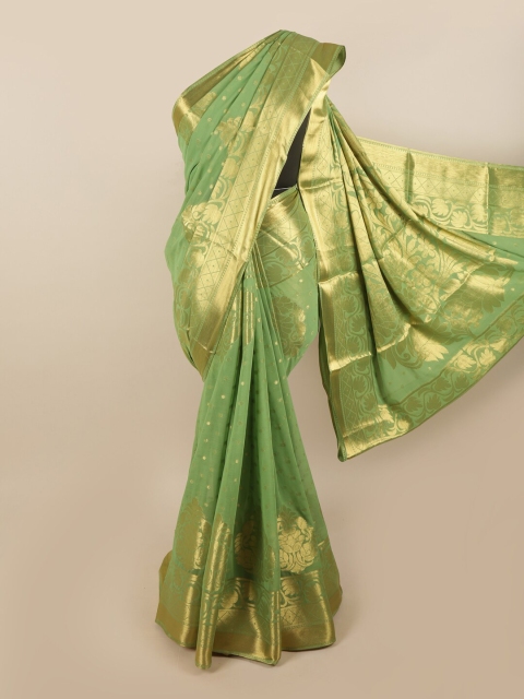 

Pothys Green & Gold-Toned Ethnic Motifs Zari Art Silk Saree