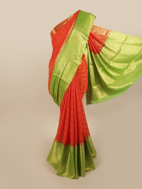 

Pothys Orange & Green Woven Design Zari Art Silk Saree
