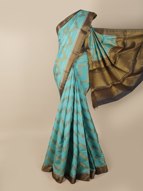

Pothys Blue Woven Design Jute Silk Saree