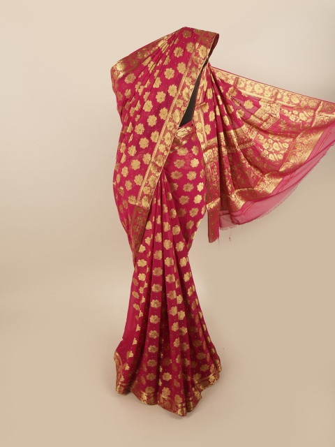 

Pothys Pink & Gold-Toned Woven Design Zari Art Silk Saree