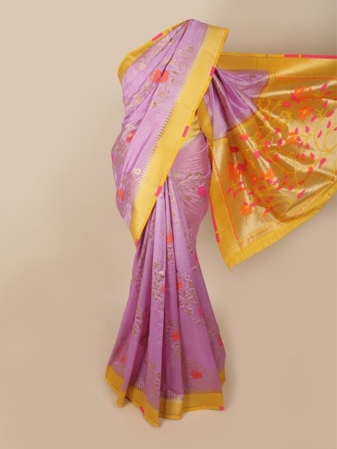 

Pothys Lavender & Gold Ethnic Motifs Printed Saree