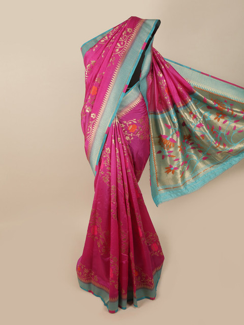 

Pothys Women Pink Woven Jute Silk Saree