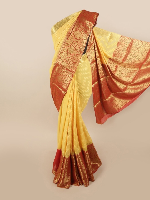 

Pothys Women Yellow Woven Art Silk Saree