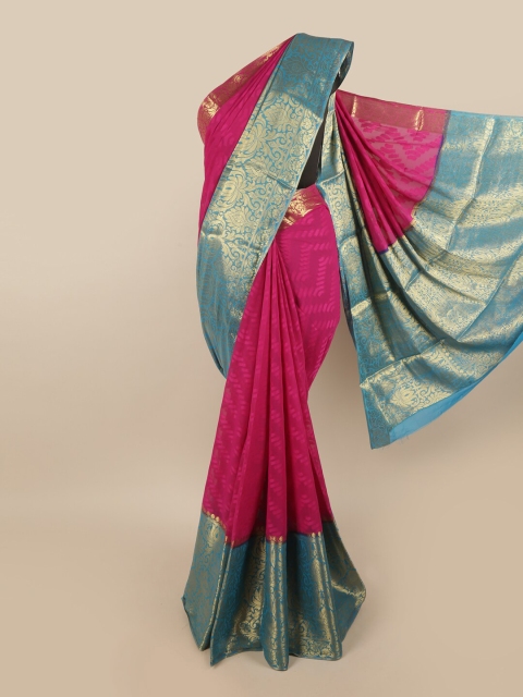 

Pothys Pink & Turquoise Blue Ethnic Motifs Zari Art Silk Saree