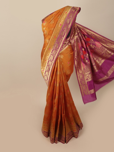 

Pothys Mustard & Fuchsia Ethnic Motifs Jute Silk Saree