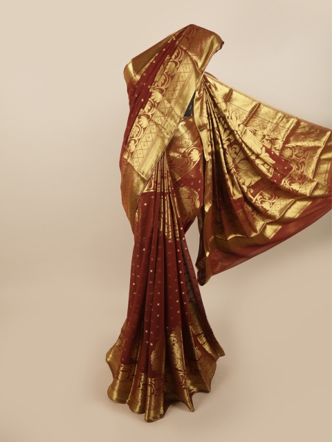 

Pothys Maroon & Gold-Toned Woven Design Zari Art Silk Saree