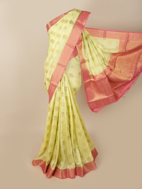 

Pothys Lime Green & Red Woven Design Zari Jute Silk Saree