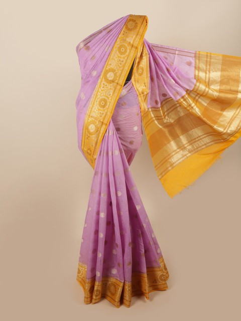 

Pothys Lavender & Yellow Woven Design Zari Jute Silk Saree