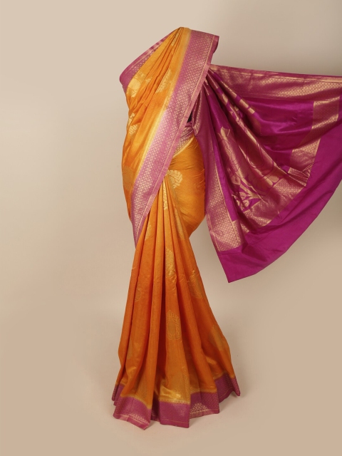 

Pothys Mustard & Gold Ethnic Motifs Zari Jute Silk Saree