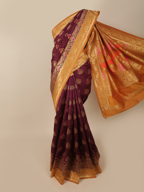 

Pothys Purple & Yellow Woven Design Zari Jute Silk Saree