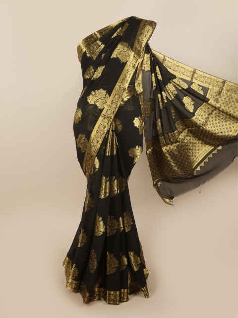 

Pothys Black & Gold Woven Design Beads & Stones Saree