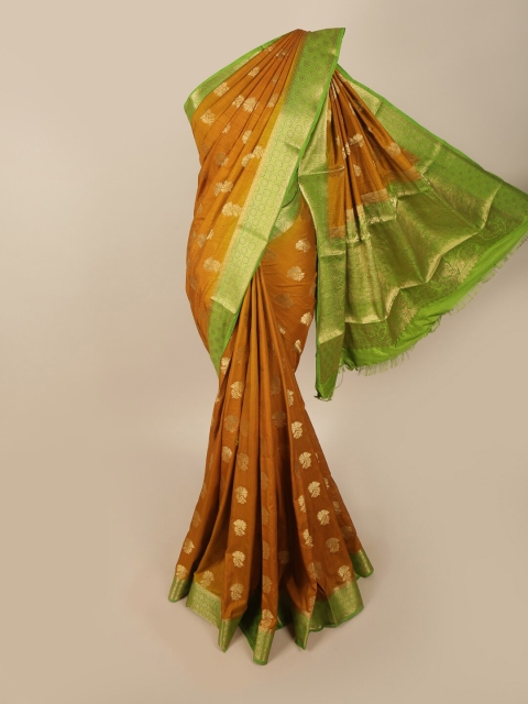 

Pothys Mustard & Green Woven Design Zari Art Dupion Silk Saree