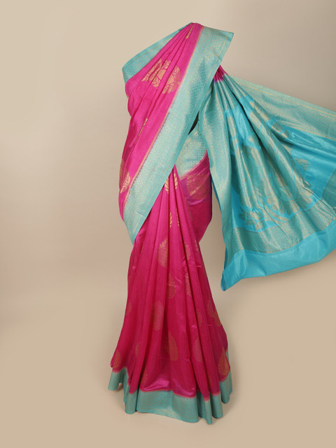 

Pothys Women Pink Woven Jute Silk Saree