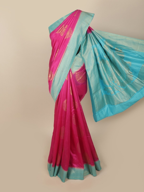 

Pothys Pink & Blue Ethnic Motifs Jute Silk Saree