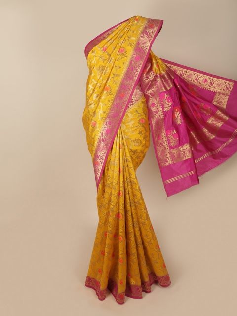 

Pothys Yellow & Pink Woven Design Jute Silk Saree