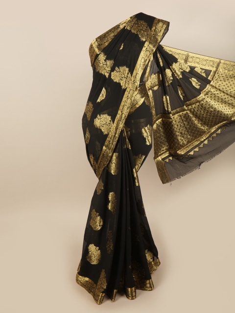 

Pothys Black & Gold-Toned Woven Design Zari Art Silk Saree