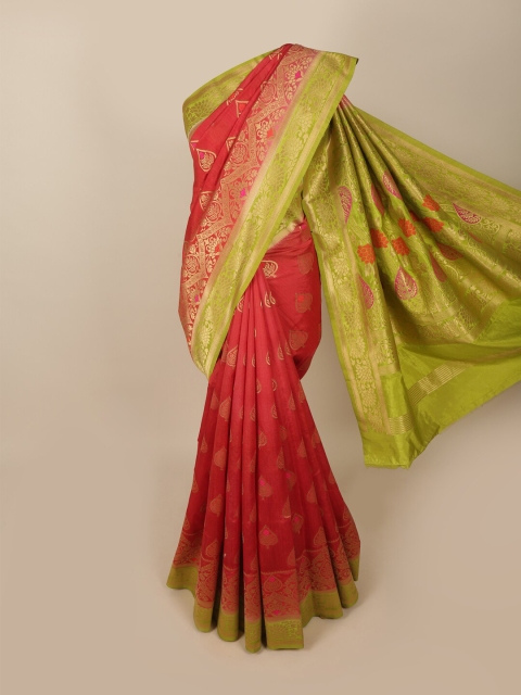 

Pothys Red & Green Woven Design Zari Dupion Silk Saree