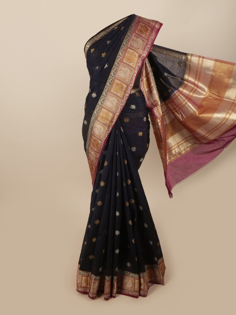 

Pothys Navy Blue Ethnic Motifs Jute Silk Saree