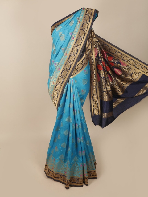 

Pothys Women Blue Woven Jute Silk Saree