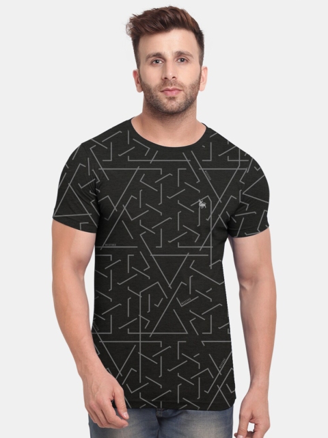 

BULLMER Men Black Printed Raw Edge T-shirt
