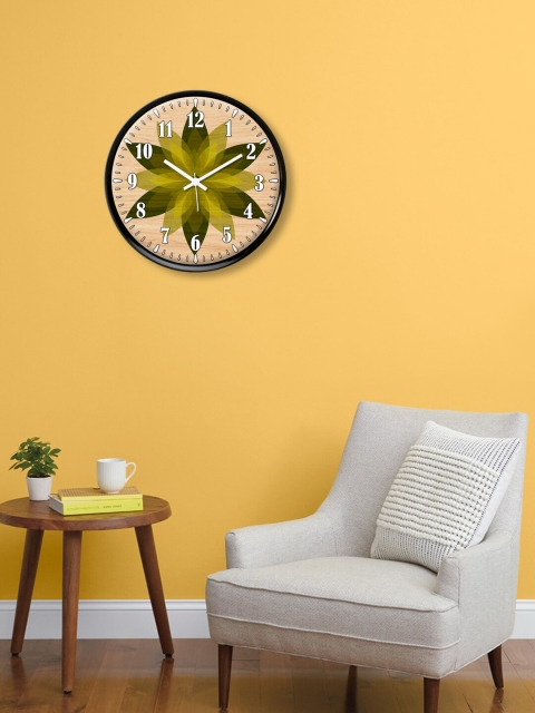 

999Store Beige & Green Printed Contemporary Wall Clock