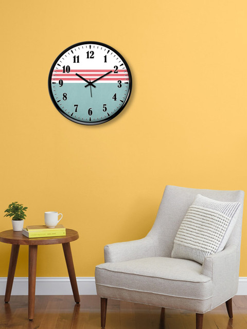 

999Store Turquoise Blue & White Printed Contemporary 30 cm Analogue Wall Clock