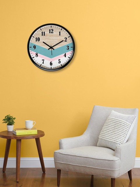 

999Store Beige & Pink Colourblocked Contemporary Wall Clock