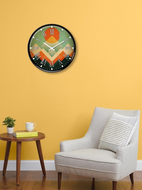 

999Store Green & Orange Printed Traditional Wall Clock