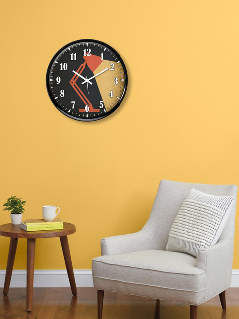 

999Store Black & Orange Printed Contemporary Wall Clock