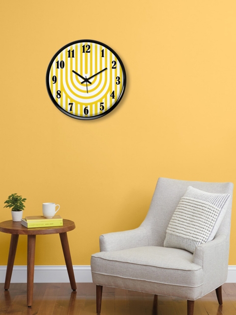 

999Store Yellow & White Line Art Printed Traditional Wall Clock