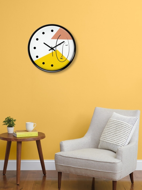 

999Store Abstract Printed Round Wall Clock, White