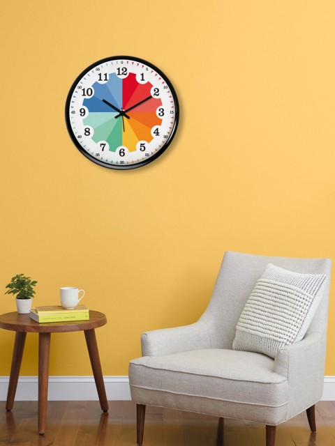 

999Store White & Yellow Printed Modern Learning Traditional Wall Clock