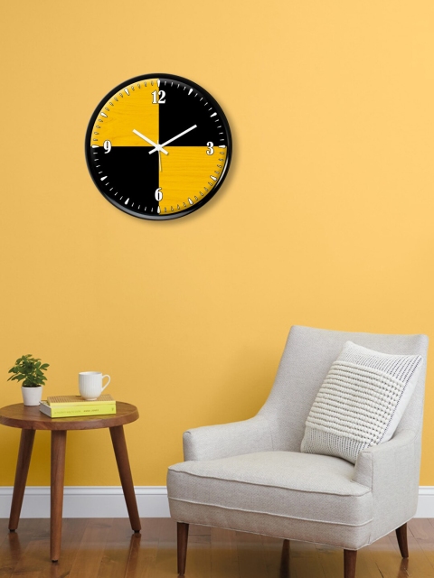 

999Store Yellow & Black Printed Contemporary Wall Clock