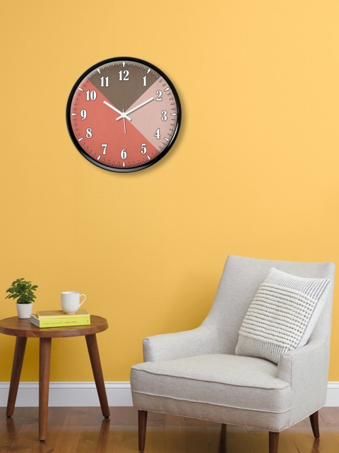 

999Store Pink & Peach-Coloured Colourblocked Contemporary Wall Clock