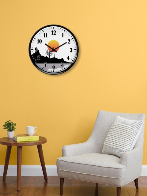 

999Store White & Black Printed Contemporary Wall Clock