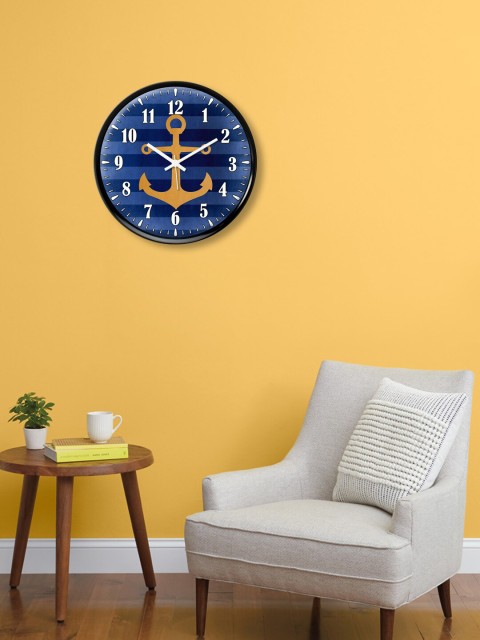 

999Store Blue & Yellow Anchor Printed Traditional Wall Clock
