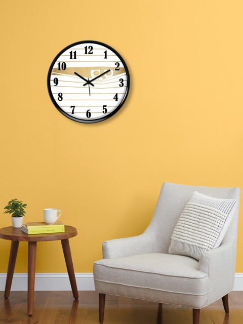 

999Store White & Beige Printed Contemporary Wall Clock