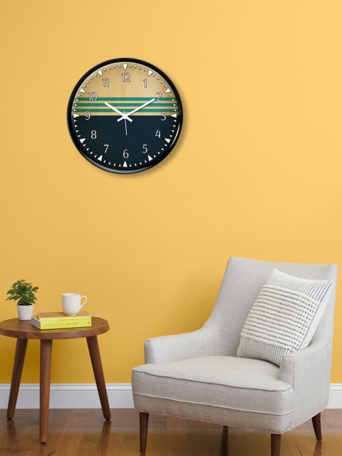 

999Store Black & Green Printed Contemporary Wall Clock