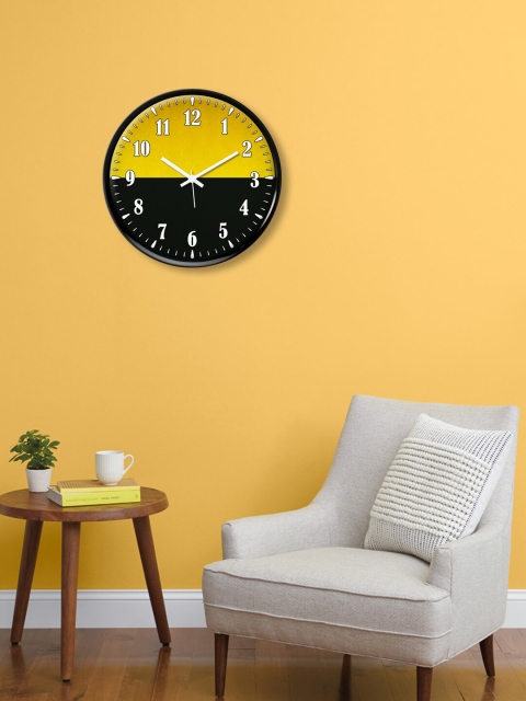 

999Store Yellow & Black Printed Contemporary Wall Clock