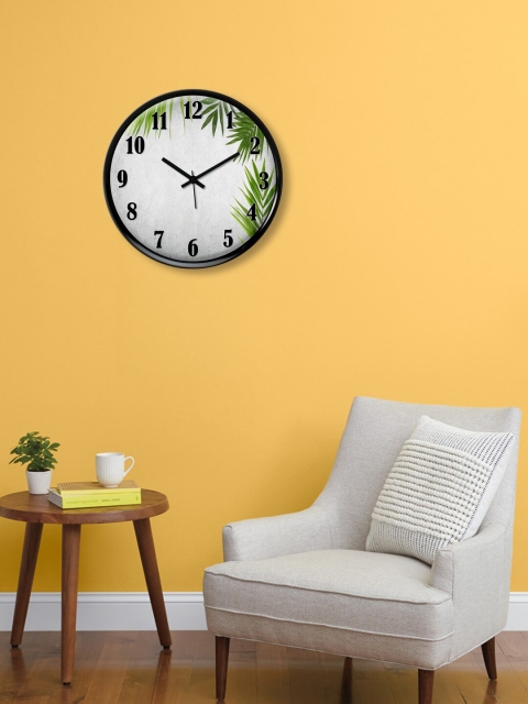 

999Store White & Green Printed Analogue Contemporary Wall Clock 30 cm