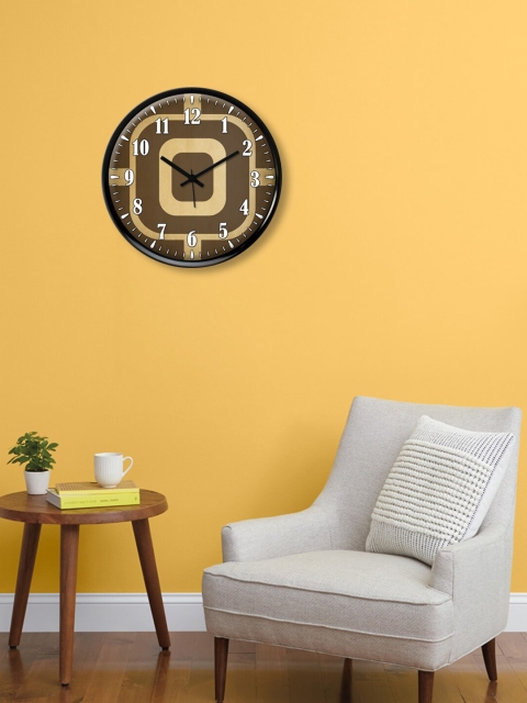 

999Store Brown & White Geometrical Printed Contemporary Wall Clock