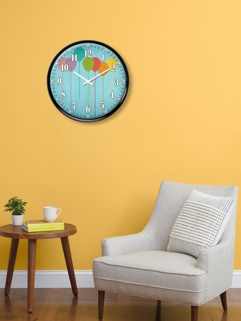 

999Store Blue & Yellow Printed Contemporary Wall Clock