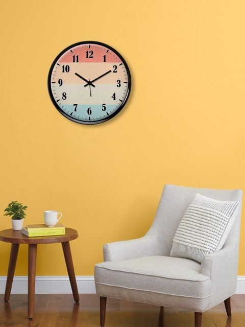 

999Store Beige & Red Printed Contemporary Wall Clock