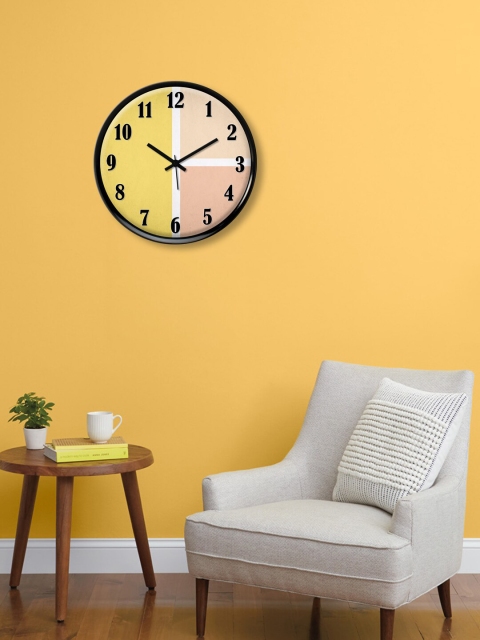 

999Store Yellow Printed Traditional 30 cm Analogue Wall Clock