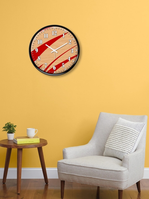 

999Store Brown & Red Printed Contemporary Wall Clock