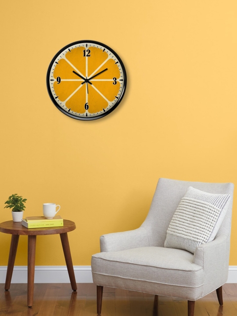 

999Store Yellow & Black Printed Contemporary Wall Clock
