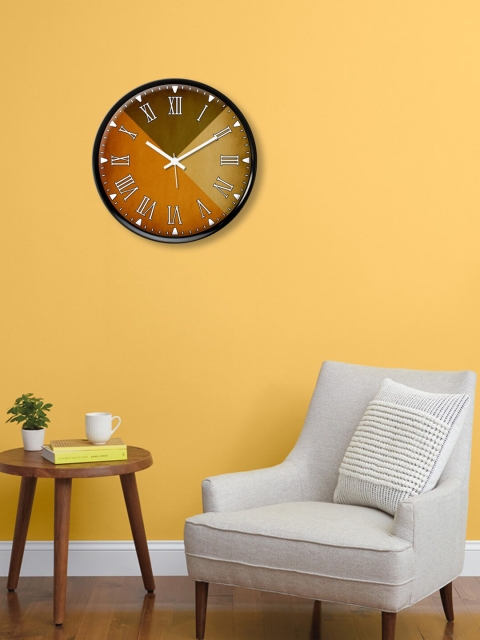 

999Store Brown & Orange Modern Geometrical Abstract Printed Wall Clock