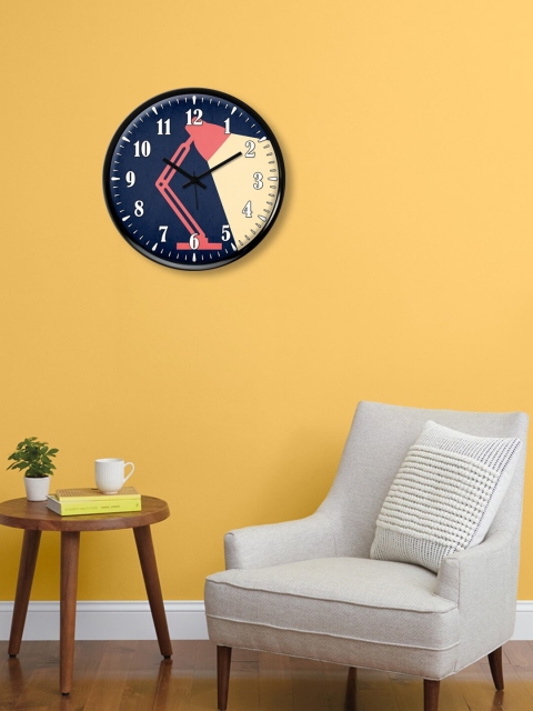 

999Store Navy Blue & Pink Printed Traditional Wall Clock