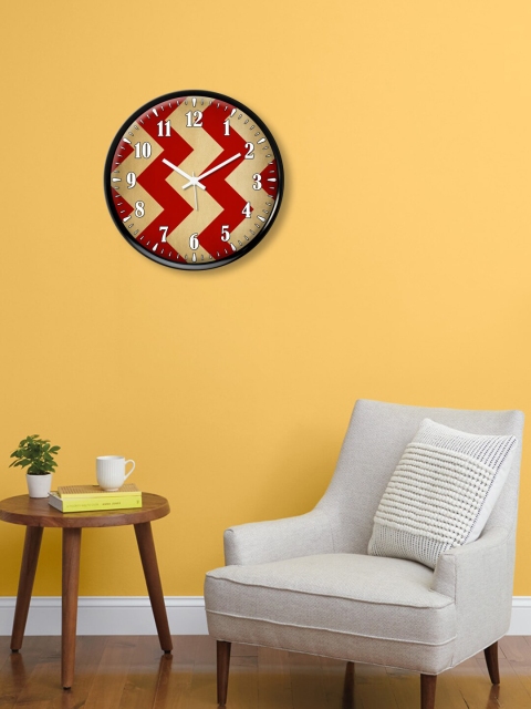 

999Store Red & Beige Printed Contemporary Wall Clock