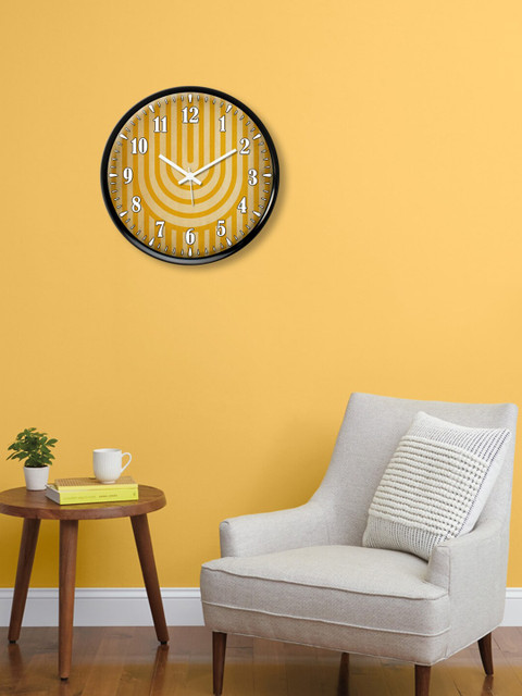 

999Store Yellow & White Printed Contemporary Wall Clock